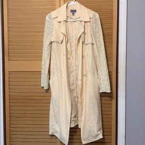 Chelsea28 Cream Lace Trench Coat